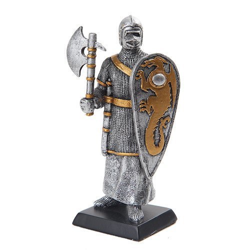 5 Inch Armored Medieval Knight with Dragon Shield Statue Figurine