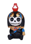 Furrybones Horus Signature Skeleton in Black and Gold Egyptian God Falcon Costume Wearing a Red and White Crown