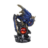 Pacific Giftware Medieval Fantasy Guardian Dragon Protecting Red Gemstone Fantasy World Decor Collectible Figurine (Blue)