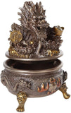 Pacific Giftware Oriental Fengshui Antique Dragon Lidded Incense Burner Cast Bronze Finish Auspicious Collectible 6 inch H