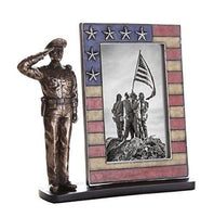 Police Officer Cast Bronze Men In Blue Salute Stars and Stripes Honoring...