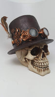 Pacific Giftware Steampunk Feathered Top Hat Skull with Steampunk Goggles Collectible Figurine Skull Decor