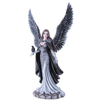Garden Fairy Dark Angel With Raven Figurine Handpainted Resin
