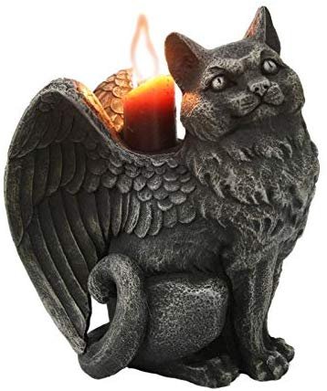 Pacific Giftware Winged Angel Cat Gargoyle Candle Holder