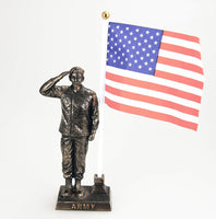 Pacific Giftware US Army Cold Cast Bronze Army Officer Salute Stars and Stripes Honoring America's Finest Desktop Collectible Pen Holder