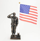 Pacific Giftware US Army Cold Cast Bronze Army Officer Salute Stars and Stripes Honoring America's Finest Desktop Collectible Pen Holder