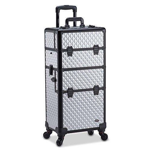 Professional Makeup Artist 2 in 1 Rolling Makeup Train Case Cosmetic Organizer w