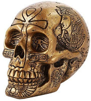 Ancient Egyptian Inspired Nefertiti King Tut Ankh Golden Skull Collectible