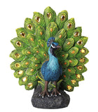 Pacific Giftware Majestic Peacock Dance Opening Feathers LED Lighted Decorative Indoor Outdoor Statue 12 Inch