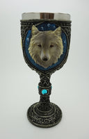 Lone Alpha Gray Wolf Celtic Magic Wine Chalice Goblet