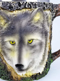 Alpha Grey Wild Wolf Coffee Mug Tree Bark Stainless Steel Tea Wolves 3D Head Gray