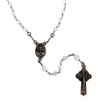 Sacred Heart of Jesus Clear Glass Bead Rosary Sacrado Corazon de Jesus Rosario