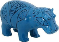 SUMMIT COLLECTION Blue Egyptian Faience Hippopotamus with River Flower Design, 3.25 Inches