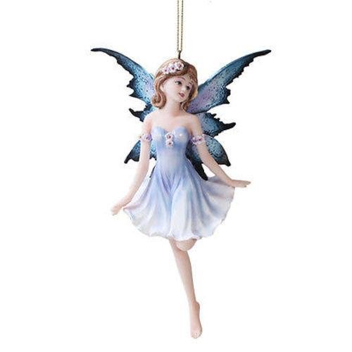 Dancing Blue Ballerina Flower Fairy Ornament Figurine Hanging Faerie Home Decor