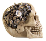 Steampunk Cyborg Protruding Gear Work Human Skull Statue Clockwork Gear Design Skeleton Cranium Figurine