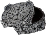 Pacific Giftware Norse Viking Vegviser Runic Compass Knotwork Thor Hammer Trinket Box Sculptural Decor 5 inch Diameter