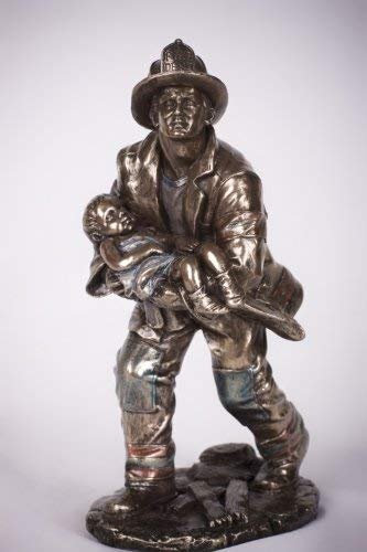 Fireman Rescue Child Statue