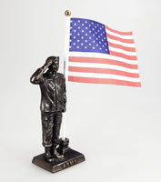 Pacific Giftware US Army Cold Cast Bronze Army Officer Salute Stars and Stripes Honoring America's Finest Desktop Collectible Pen Holder