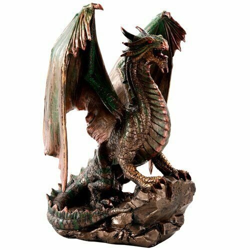 Pacific Giftware Bronzite Dragon Standing on Rock Statue Collectible Figurine 9