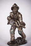 8.5 Inch Fireman Rescuing a Small Child Resin Statue Figurine