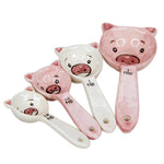 Adorable Piggy Measuring Spoon Set of 4 Kitchen Decor Pink Pig