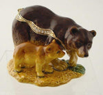 Bear mom and child bejeweled jewelry box