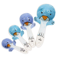 Blue Bird Ceramic Measuring Cup and Spoon Set Kitchen Decor