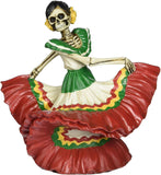 Skeleton Dod Dancing Senorita Red Figurine Decoration Collectible