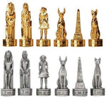 3 Inch Pewter Egyptian Chess Set, Pewter and Gold Colored Teams