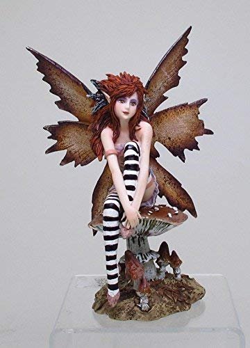 PTC 6.25 Inch Naughty Brown Fairy Sitting on Mushroom Statue Figurine