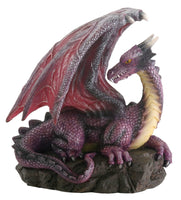 Purple Dragon On Rock Fantasy Figurine