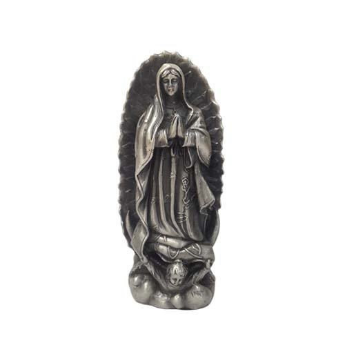 Virgen De Guadalupe Pewter Statue Our Lady of Guadalupe Figurine 4.5"H