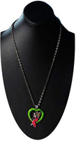 Masada Jewelry, Green Enamel Heart Fairy with 4 Lavender Gems, Pendant, on 24 Inch Chain Necklace