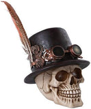 Pacific Giftware Steampunk Feathered Top Hat Skull with Steampunk Goggles Collectible Figurine Skull Decor
