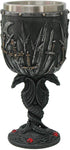 Double Dual Dragons based Medieval Swords Rhinestone Stones Goblet with removable Stainless Stain Inner