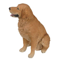 Realistic Life Like Sitting Golden Retriever Statue Glass Eyes