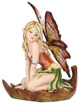 PTC 5.25 Inch Fairyland Autumn Winged Fairy in Leaf Statue Figurine