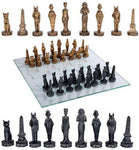 Pacific Giftware Ancient Egyptian God Kingdom Civil War Chess Set with Glass Board 17" x 17" -33PCS [Gold & Black] [Obelisk, Anubis, Bastet, King TUT, Nefertiti, Osiris]