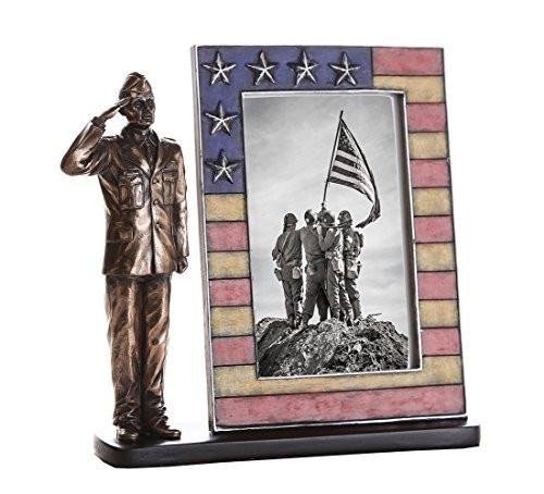 US Air Force Cold Cast Bronze Air Force Officer Salute Stars and Stripes...