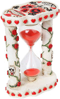 6.13 Inch Day of The Dead Roses Sand Timer Hourglass Statue Figurine