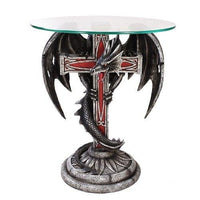 Crusader Cross Black Shadow Dragon Table Statue Home Decor
