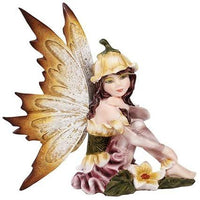 Small Playful Flower Fairy Figurine Made of Polyresin