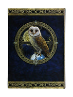 Artwork by Lisa Parker Spell Keeper Owl with Pentagram Pagen Embossed Journal By Lisa Parker