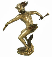 Greek God Hermes Bronzed Finish Statue Mercury Luck