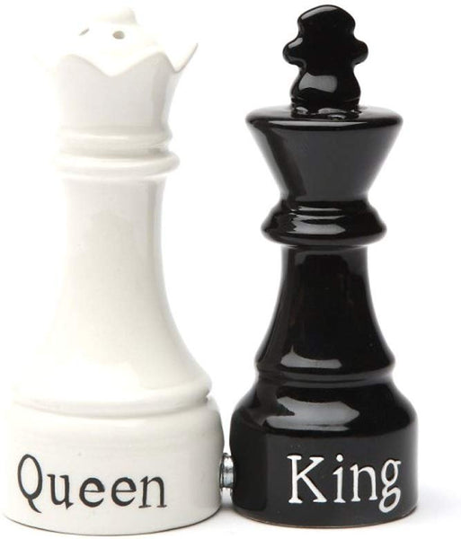Queen and King Chess Magnetic Ceramic Salt and Pepper Shakers