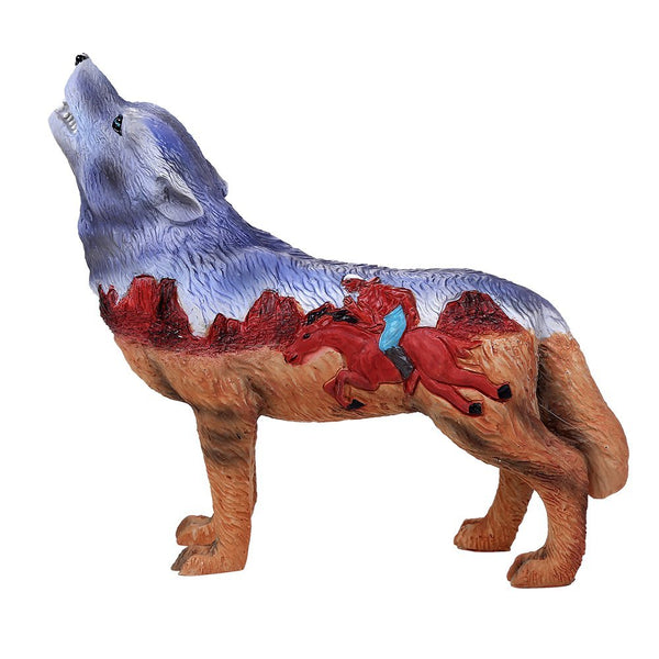 Pacific Giftware The Wolf Spirit Collection Indian Rider Wolf Collectible Figurine Howling Wolf 6.25L