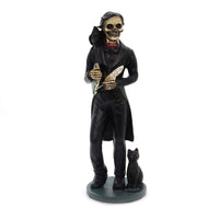 5.5 Inch Skeledgar Allan Poe Skeleton Figurine with Book, Black