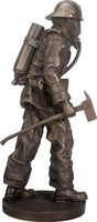 YTC Heirloom-quality Statuette of Heroic Firefighter in full turnout gear and carrying an axe