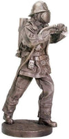 Heirloom-quality Statuette of Heroic Firefighter in full turnout gear using hose