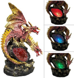 Double Headed Dragon Guardian of LED Lighted Crystal Rock Cavern Figurine